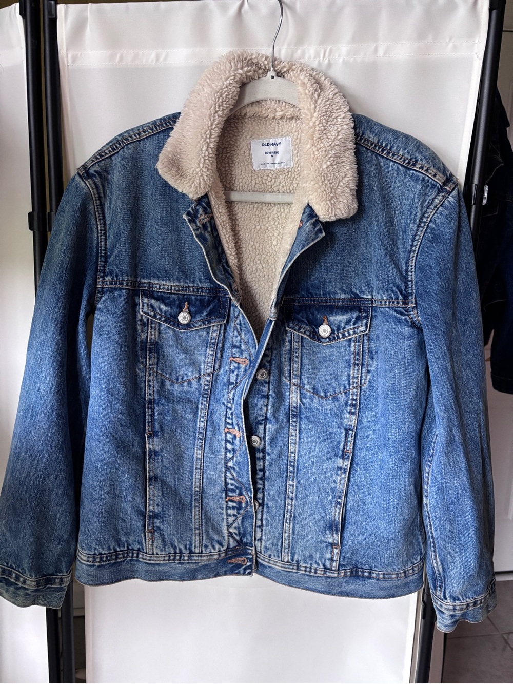 Old Navy Blue Denim Jacket with Cream Sherpa Lining